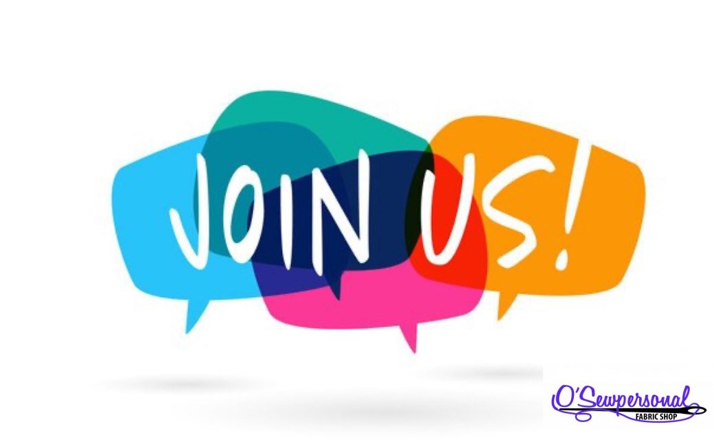 Graphic with colorful word bubbles and white text for O'Sewpersonal.